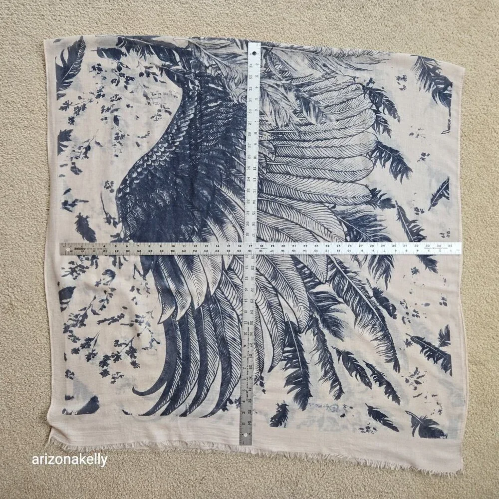 Cotton Scarf Angel Wings Bird Feathers - Picture 8 of 8